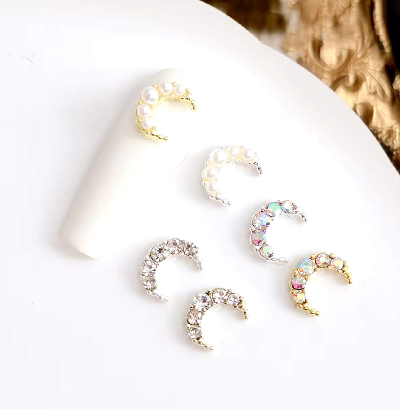 sample of Crystal Moon Nail Charms