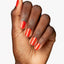 OPI Infinite Shine L202 Shock Em Orange hand