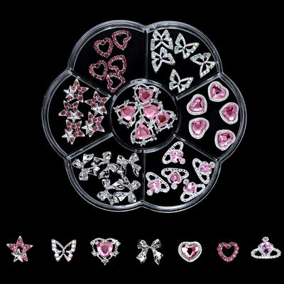 Nail Charms 7pc - Pink/Silver Y2K Charms