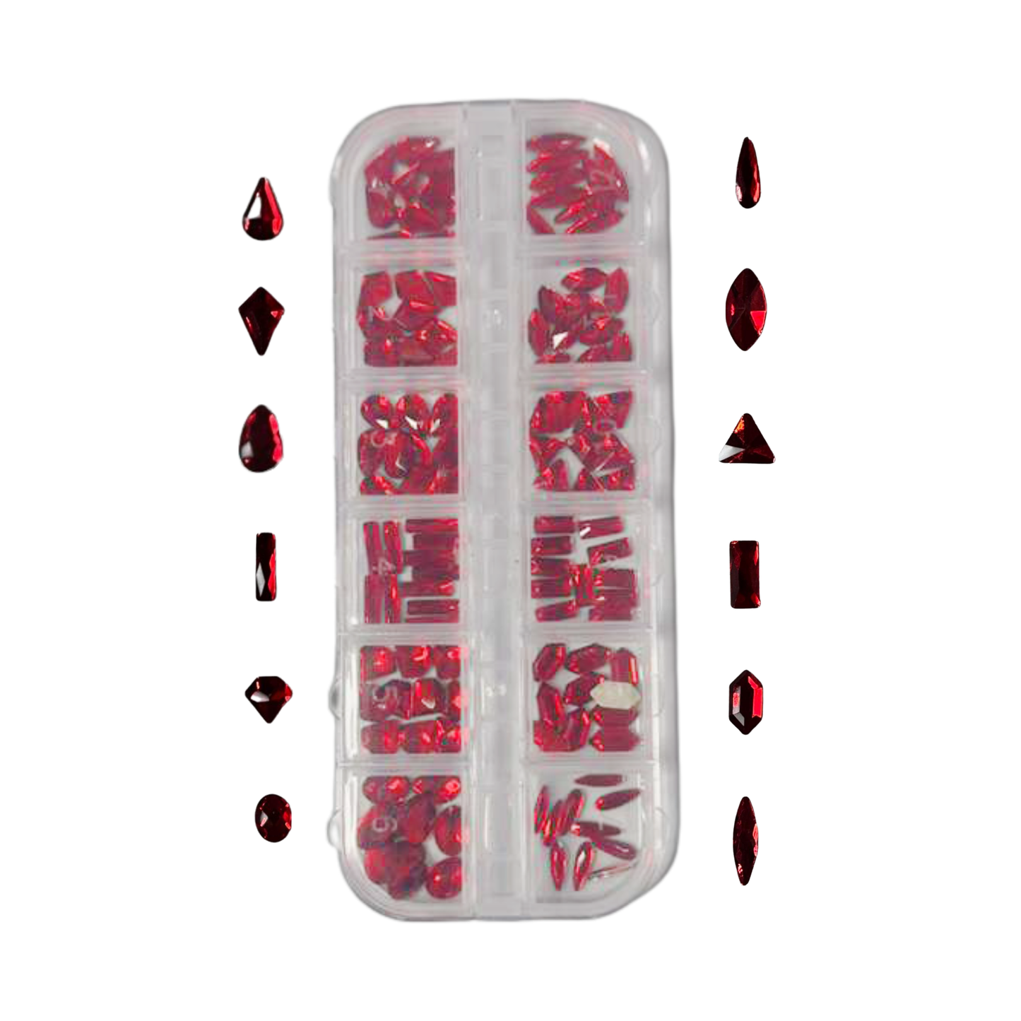 Red Rhinestones Assorted Art 12pc 