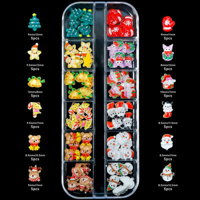 Nail Charms 12pc - Christmas with Kuromi, Pochacco, Cinnamonroll & Pompompurin