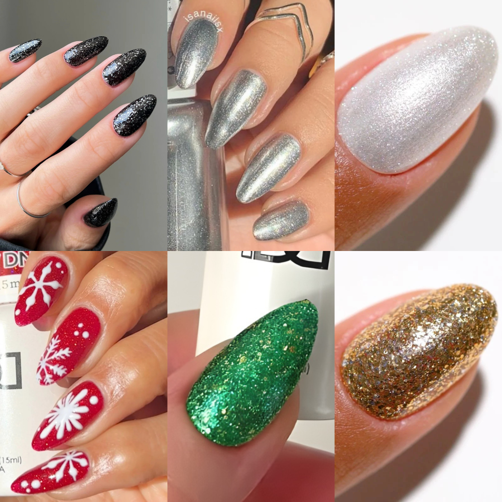 hands wearing DND Winter Gel Polish Set - Sparkle Season