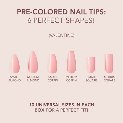Example of each shape of Valentine Gelly Cover Tips