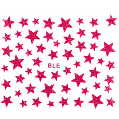 Nail Art Stickers Glittery Stars - Fuchsia