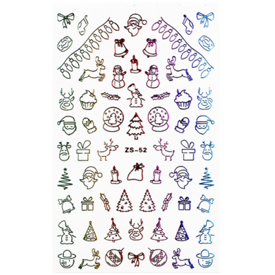 Nail Art Stickers Decal Christmas - Metallic Rainbow -ZS-52