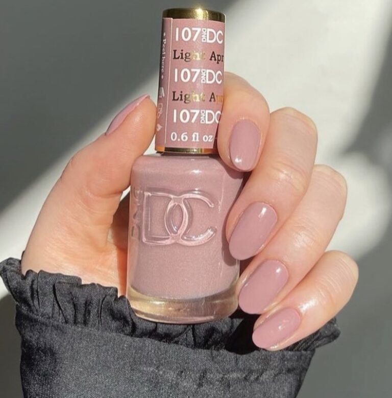 Hands Wearing 107 Light Apricot Duo By DND DC