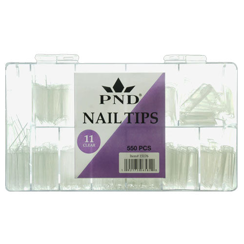 PND Premade Clear Tip Box - 11 Long Straight