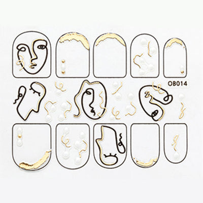 Design Nail Art Sticker Set - OB014 : Abstract Face