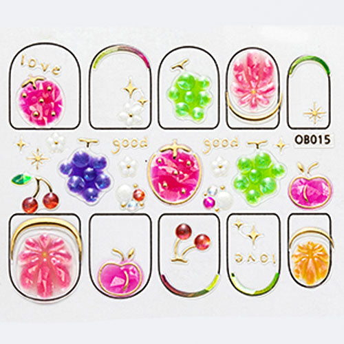 Design Nail Art Sticker Set - OB015 : Fruit Cocktail