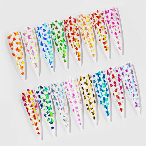 15 Sheet Holographic Butterfly Decal Nail Stickers