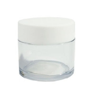 Empty Plastic Jar with White Lid Container ﻿1.7oz