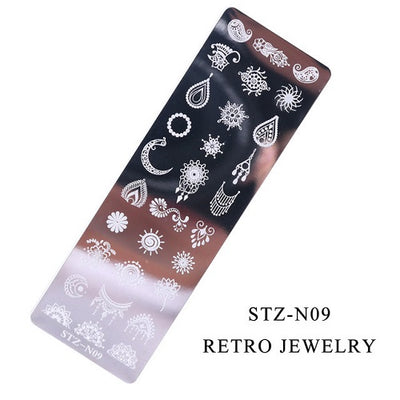 Nail Art Stamper Stencil Plates - 09 Retro Jewelry