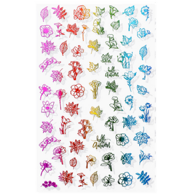 Nail Art Stickers Decal Flower - Metallic Rainbow - ZO-05