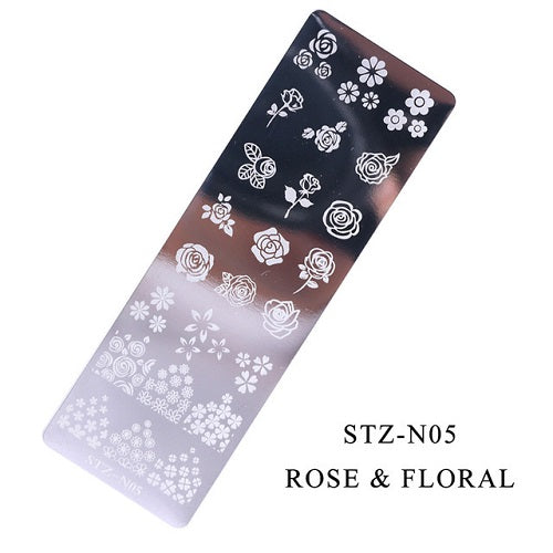 Nail Art Stamper Stencil Plates -, 05 Rose Floral