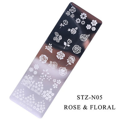 Nail Art Stamper Stencil Plates - 05 Rose Floral