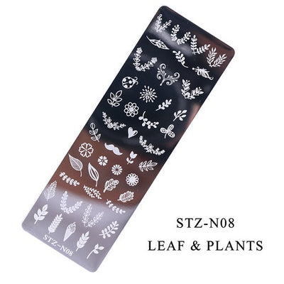 Nail Art Stamper Stencil Plates - 08 Leaf & Plants