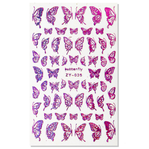 Butterfly Nail Art Decal Sticker -ZY035 Purple Holographic