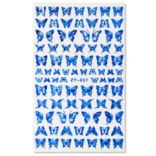 Butterfly Nail Art Decal Sticker - ZY037 Blue