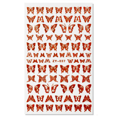 Butterfly Nail Art Decal Sticker - ZY037 Red