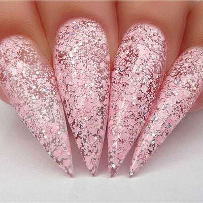 hands wearing 496 Pinking Of Sparkle Dip Powder by Kiara Sky
