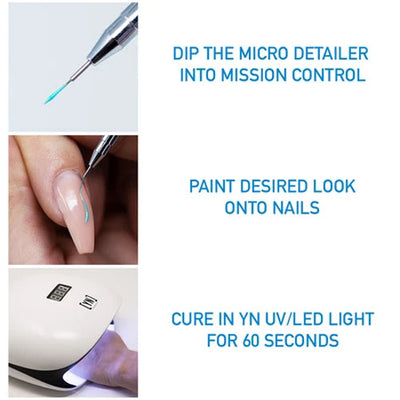 Steps on how to use Mission Control Precision Gel Paint by Young Nails