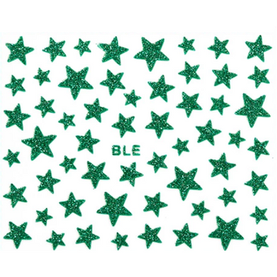 Nail Art Stickers Glittery Stars - Green