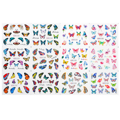 Nail Art Water Decals Giant Sheet - Butterflies BN1645-1656