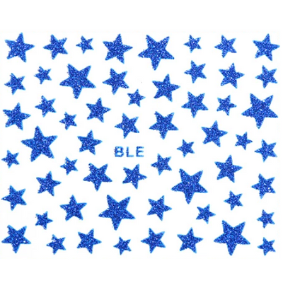 Nail Art Stickers Glittery Stars - Blue