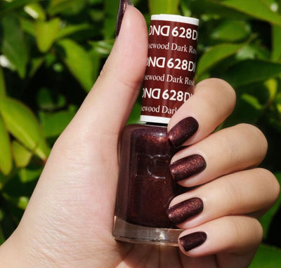 swatch of 628 Dark Rosewood Gel & Polish Duo by DND