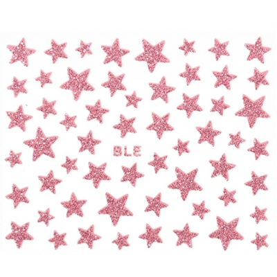 Nail Art Stickers Glittery Stars - Pink