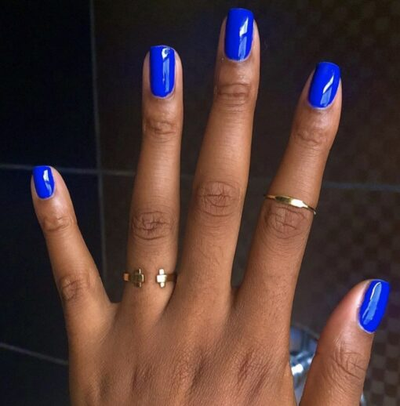 hands wearing 734 Berry Blue Trio by DND