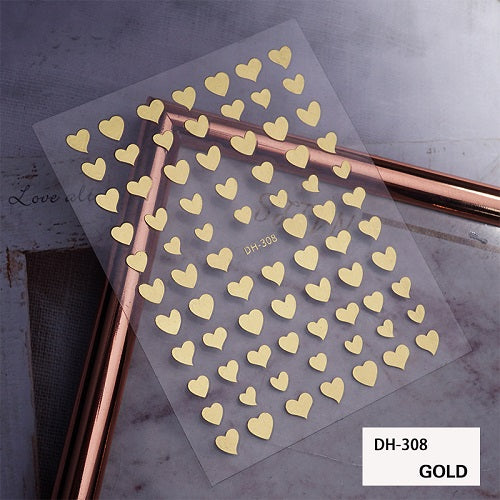Nail Decal Sticker Valentines - DH308 Gold