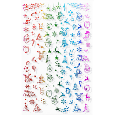 Nail Art Stickers Decal Christmas - Metallic Rainbow - ZO-01