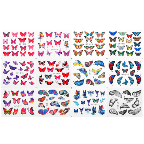 Nail Art Water Decals Giant Sheet - Butterflies QFB13-B24