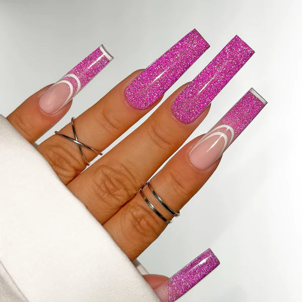Hands wearing AFX03 Berry Licious DiamondFX Glitter Powder by Kiara Sky