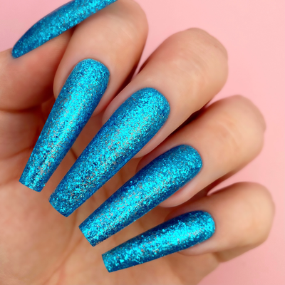 Swatch of 5071 Blue Lights Gel & Polish Duo All-in-One by Kiara Sky