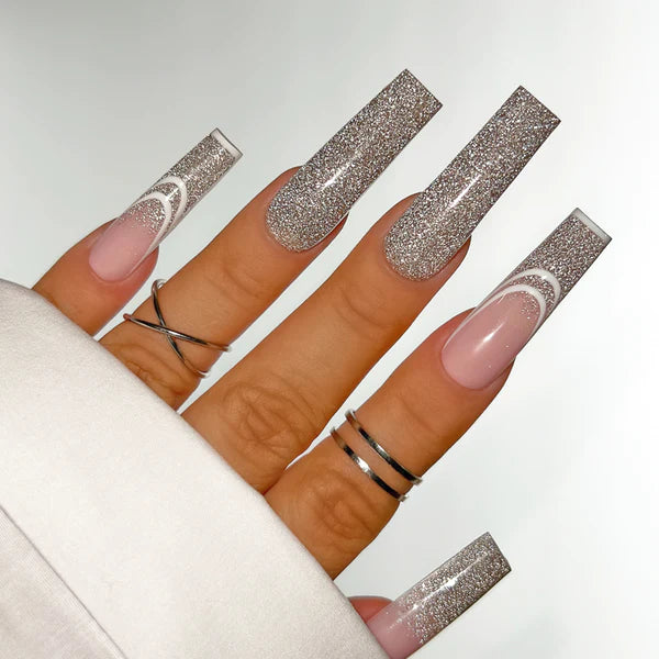 Hands wearing AFX10 Brut-Al DiamondFX Glitter Powder by Kiara Sky