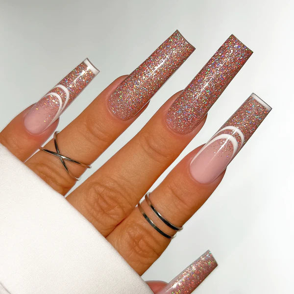 Hands wearing AFX11 Cake-It-Easy DiamondFX Glitter Powder by Kiara Sky