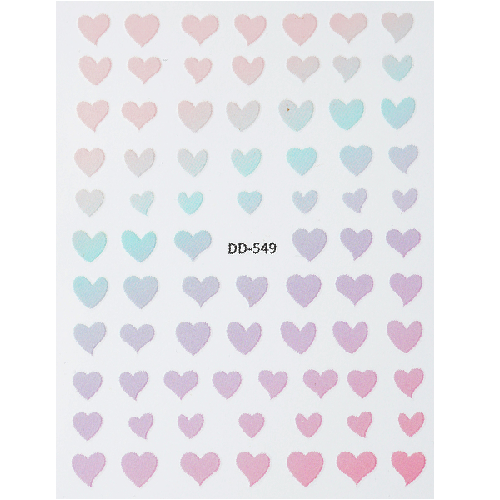 Nail Art Sticker Pastel Hearts - DD549