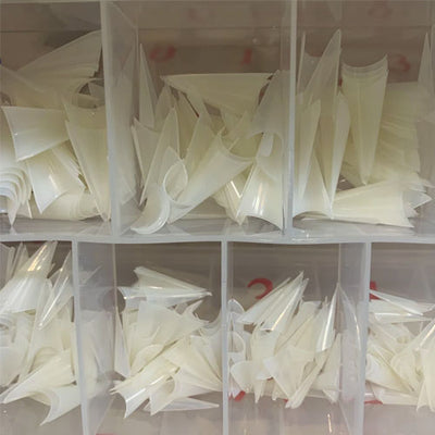 DND Pre-Made Nail Tip Box - Natural Stiletto tips