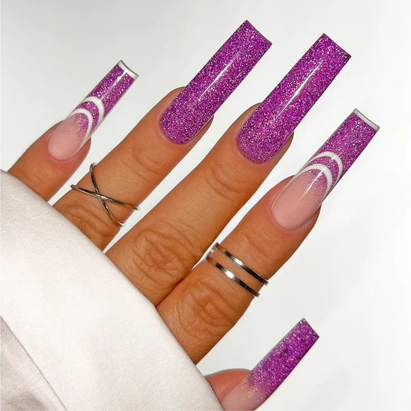 Hands wearing AFX04 Grape Idea! DiamondFX Glitter Powder by Kiara Sky