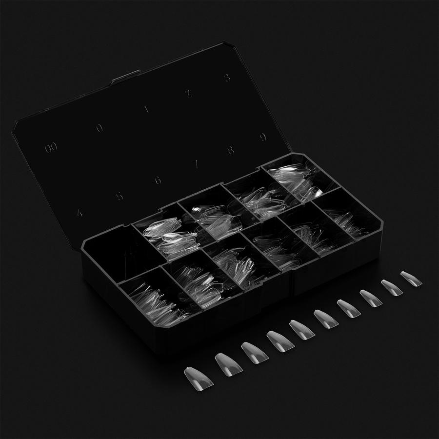 Premade Tip Box of Medium Coffin Natural Tips By Apres