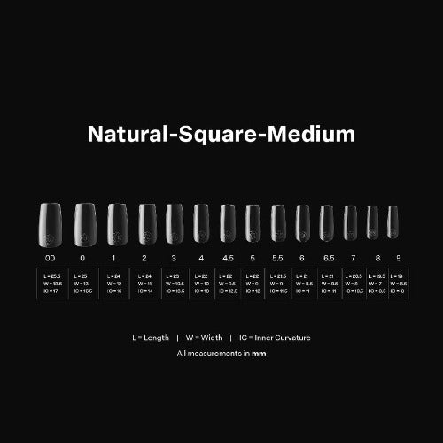 Measurements of Natural Medium Square 2.0 Tips By Apres