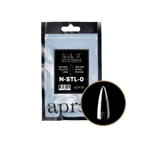 Natural Long Stiletto 2.0 Refill Tips Size #0 By Apres