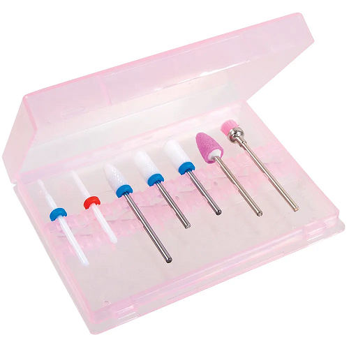 Nail Drill Bit Holder - Plastic Pink Case
