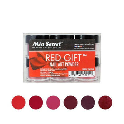 Red Gift Acrylic Powder Collection 6pc By Mia Secret 