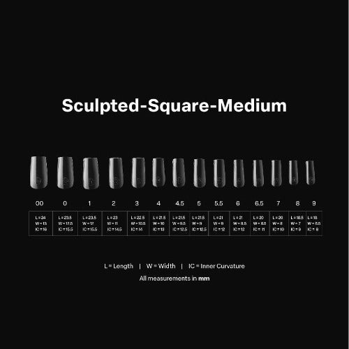 Measurements of Sculpted Medium Square 2.0 Tips By Apres