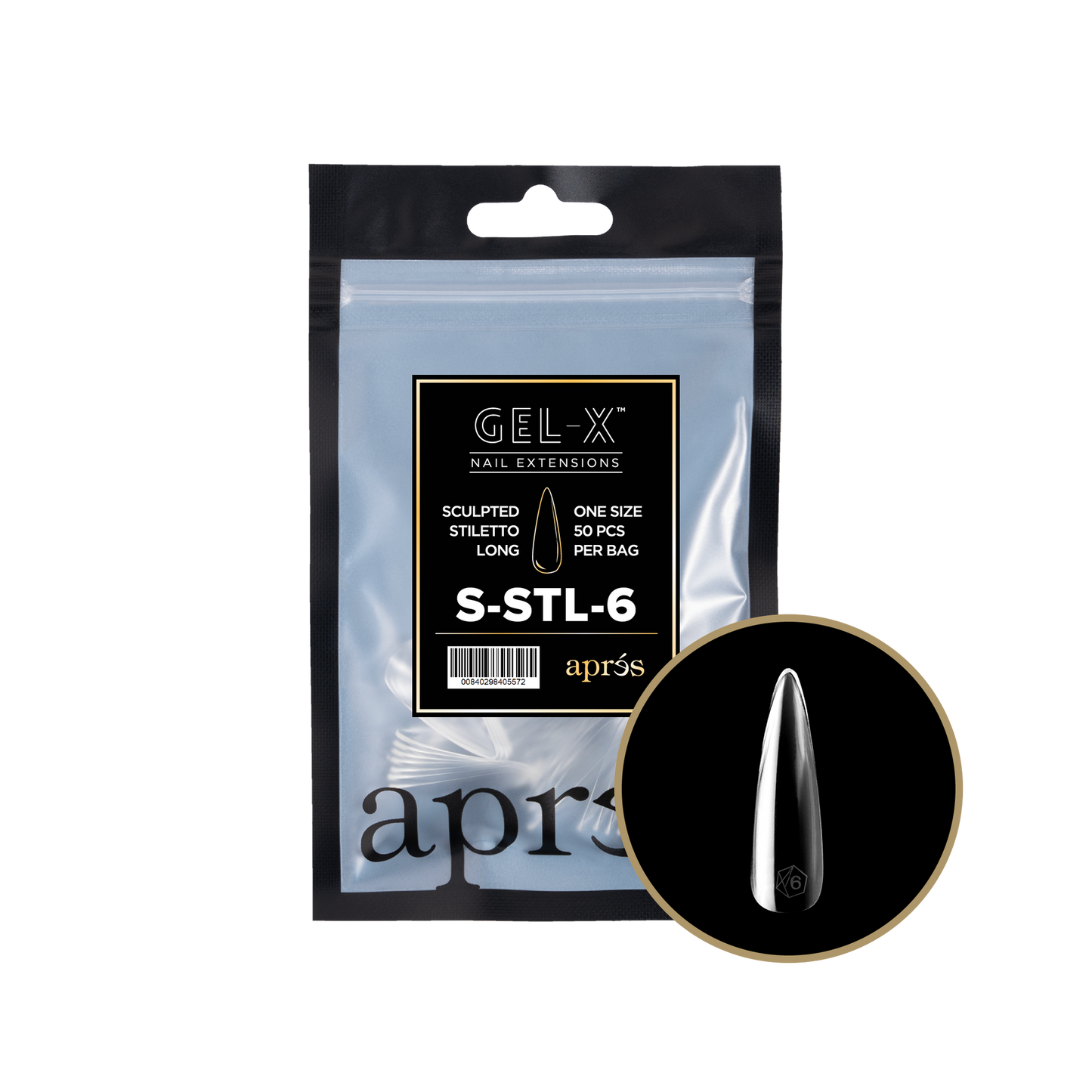 Sculpted Long Stiletto 2.0 Refill Tips Size #6 By Apres