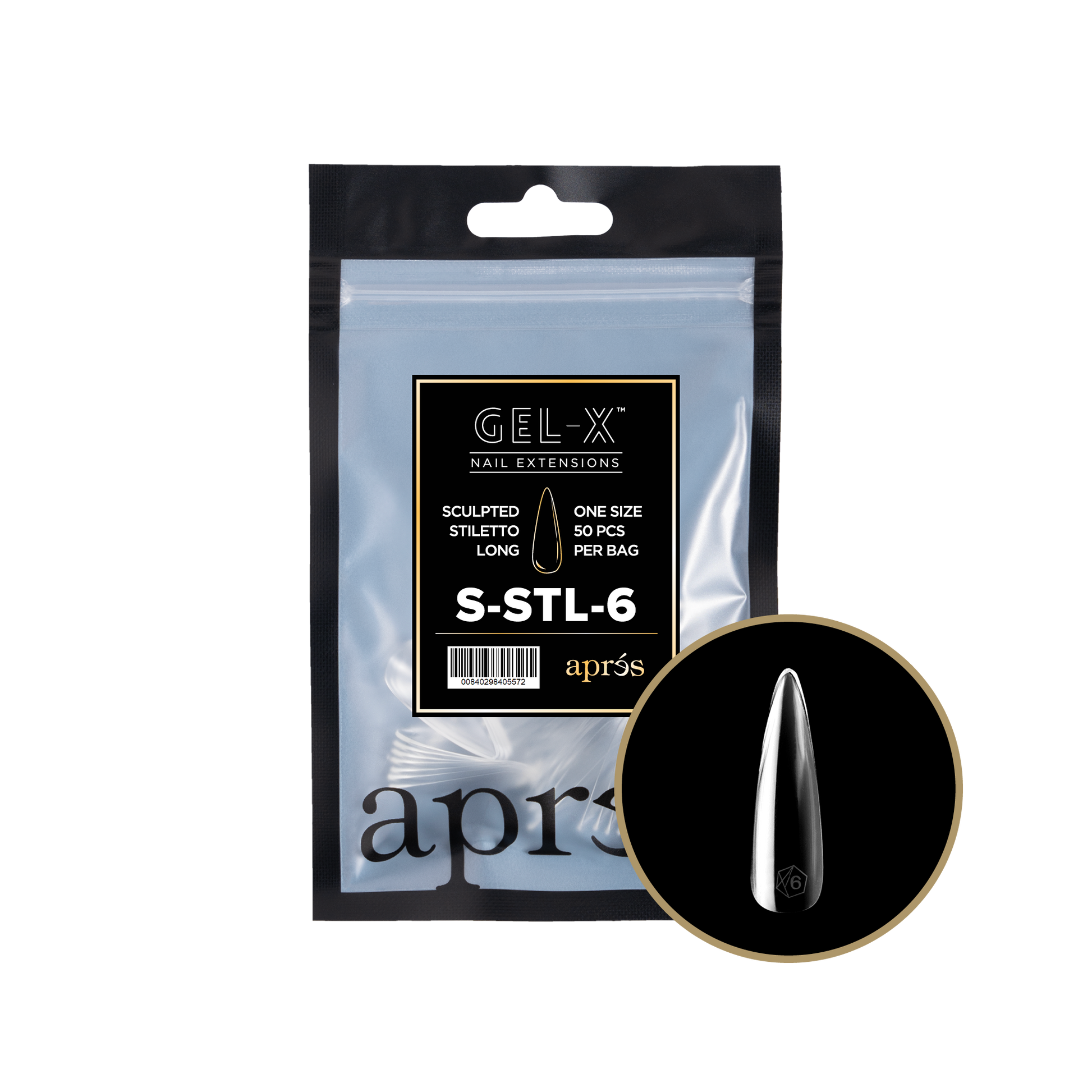 Sculpted Long Stiletto 2.0 Refill Tips Size #6 By Apres