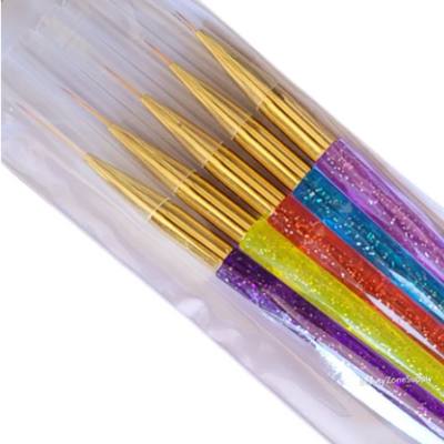 Nail Art 5pc Brush - Rainbow Glitter